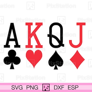 Card suits svg, Playing Ace, King, Queen, Jack suits, Heart spade diamond club card suits svg, dxf, jpg, png for Cricut n Silhouette | ps231