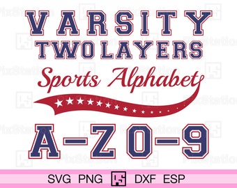 Varsity Font SVG: Layered Athletic Letters, Numbers (Digital Download)