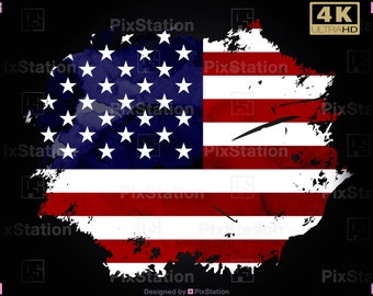 Amerikansk flagga med nödtillverkning: Patriotisk sublimeringsdesign i 4K (PNG)