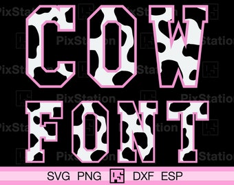 Varsity Cow Print Alphabet SVG Font (Digital Download)