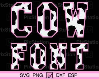 Varsity Cow Alphabet Svg, Cow Alphabet Svg, Cow Letters Svg, Cow Font Svg,Cow Print Svg, Font Animal, Varsity Font Block, Cricut  Silhouette