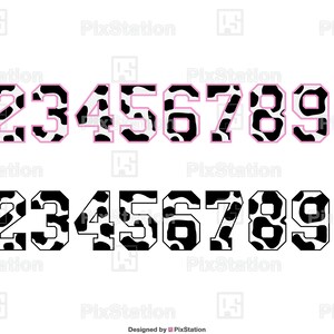 numbers varsity cow alphabet svg, cow alphabet svg, cow letters svg, cow font svg, cow print svg, font animal, varsity font block decal cut file for cricut and silhouette by pixstation store