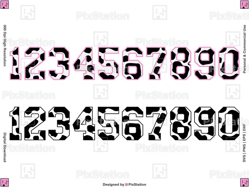 numbers varsity cow alphabet svg, cow alphabet svg, cow letters svg, cow font svg, cow print svg, font animal, varsity font block decal cut file for cricut and silhouette by pixstation store