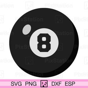 Pool 8 Ball svg, schwarze acht Ball png, Billard 8 Ball, pdf, dxf, esp, Vektor, Clipart, SVG Aufkleber Schnittdateien für Cricut n Silhouette | ps295