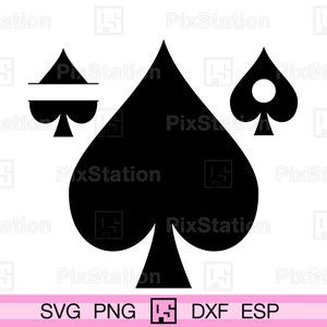Carte de pique costume monogramme svg, sublimation chemise pique carte à jouer costume symbole png, dxf, pdf, svg pour Cricut et Silhouette | ps268