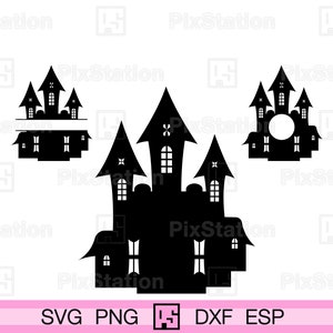 Halloween castle monogram svg, Halloween castle split svg, Haunted house svg, Horror house svg decal cut file for Cricut Silhouette | ps241