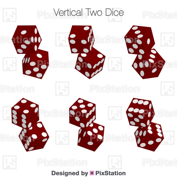 Two Dice match combinations svg, dice set svg, dice rolling svg, red dice svg, two dice svg decal cut file for Cricut and Silhouette