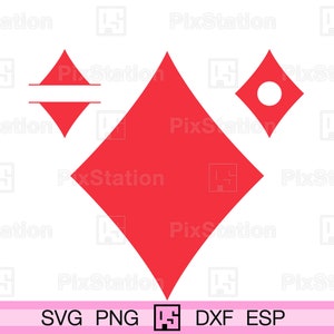 Monogramma di seme di carta di diamante svg, simbolo di diamante della carta da gioco della maglietta di sublimazione, seme di carta svg, dxf, svg per Cricut e Silhouette / ps267