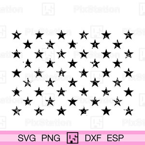 50 sterren noodlijdende svg, Distressed USA star png, Distressed 50 sterren dxf, 50 sterren Amerikaanse vlag svg voor Cricut en Silhouette | ps239