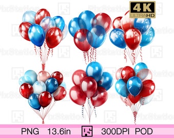 Könnte beinhalten: Drei Sätze mit roten, weißen und blauen Luftballons. Jeder Satz hat eine unterschiedliche Anzahl von Ballons. Die Ballons sind in einer Traube angeordnet.