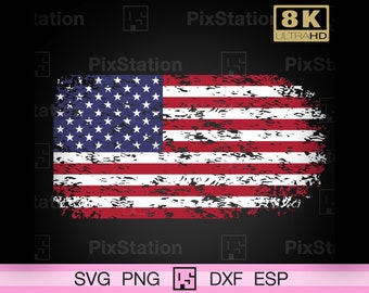 Distressed US Flag Svg Dxf Png Pdf Jpg, American Flag Svg, 4th of july, Patriotic USA Flag Svg, Independence day Png for Cricut & Silhouette