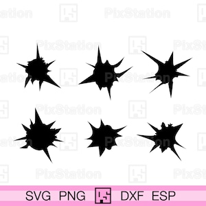 Einschusslöcher svg, png, jpg, pdf, dxf, esp, rissiger Hintergrund svg, Vektor Clipart, Abziehbild-Schnittdatei für Cricut und Silhouette