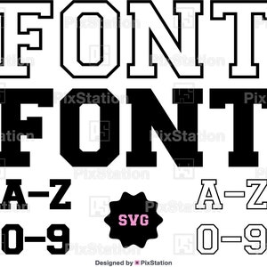 Two Sports College Fonts Svg Bundle, Outline Varsity Font, Png, Svg ...