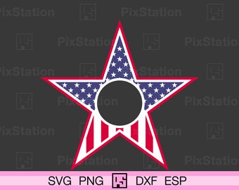 American Star Monogram SVG: Patriotic 4th of July Design