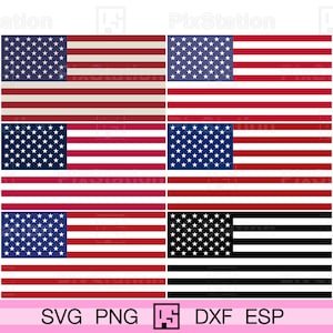 Paquete de 12 banderas estadounidenses en Svg, colores y proporciones originales, clipart de la bandera de EE. UU., Svg de la bandera estadounidense, Svg de la bandera patriótica de EE. UU., silueta de Cricut