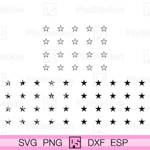 20 estrellas de la bandera de EE. UU. svg, 20 estrellas de la bandera de EE. UU., 20 archivos de calcomanías de estrellas de EE. UU. desgastadas y delineadas para Cricut y Silhouette / ps238