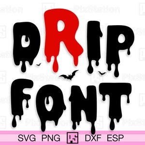 Font di Halloween gocciolante svg, font sanguinante svg, alfabeto gocciolante png, lettere del font di Halloween svg, file di taglio decalcomania Cricut n Silhouette / ps74