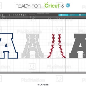 layered baseball sports alphabet svg