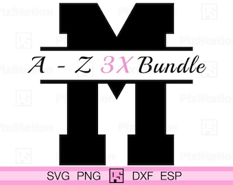 Varsity Split Monogram Alphabet SVG Bundle: Cricut & Silhouette (Digital Download)