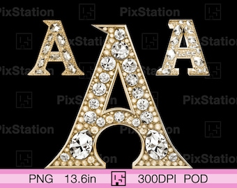 Gold letter A monogram png set, Gold letter A clipart png, Gold letter A with diamond png, Monogram gold letter A with gemstone png | ps430