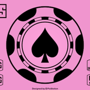 Card suits casino chips bundle svg, poker chips png, vector gambling svg, casino decal cut file for Cricut and Silhouette