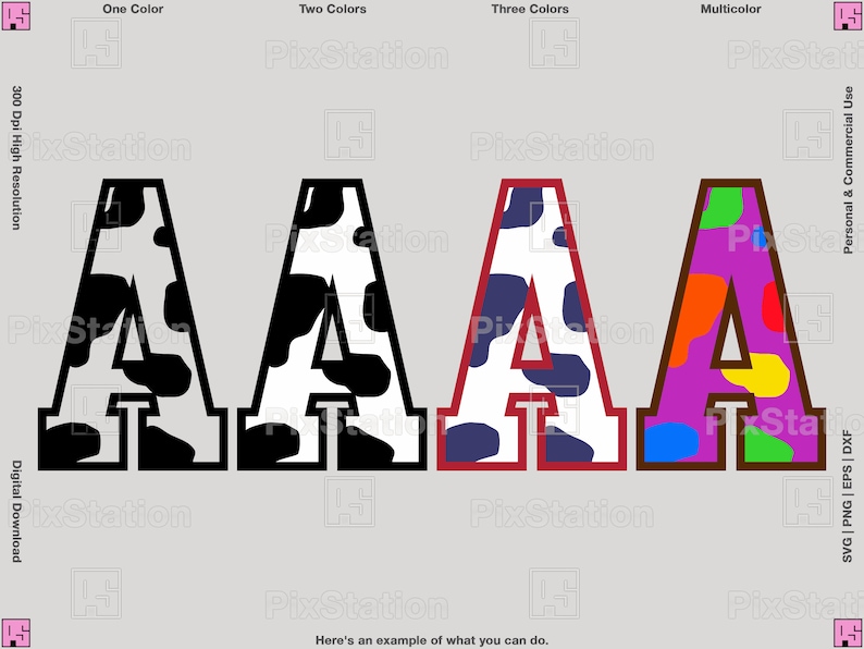 multilayers varsity cow alphabet svg, cow alphabet svg, cow letters svg, cow font svg, cow print svg, font animal, varsity font block decal cut file for cricut and silhouette by pixstation store
