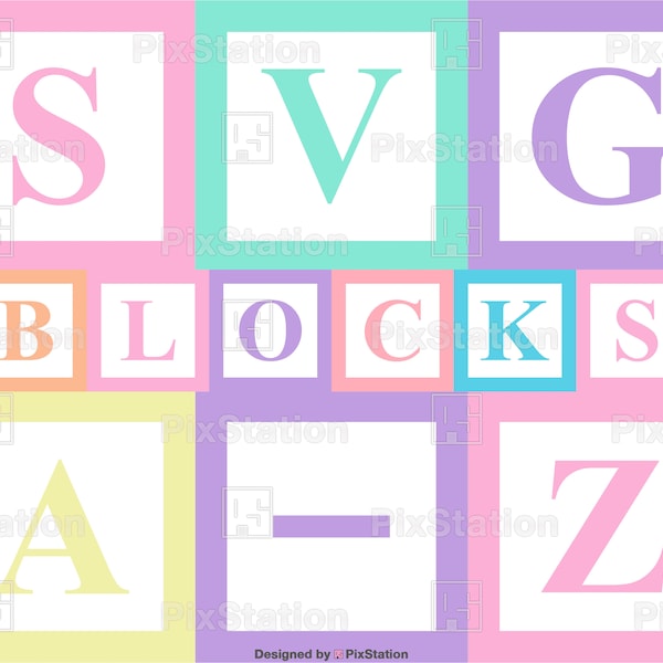 Pastel Alphabet Blocks Svg, Building Blocks Svg, Block Font Svg, Block Letters Svg, ABC Blocks Svg, Numbers Decal cut file Cricut Silhouette