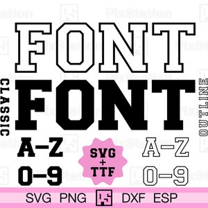 Sports College Font SVG Bundle: Outline Varsity Letters, Numbers (Cricut & Silhouette)