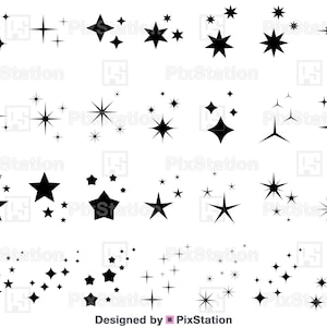 Bundle svg scintillant, étoiles scintillantes png, svg scintillant, fichier vectoriel scintillant, clipart scintillant pour Cricut, Silhouette et Canva | ps191