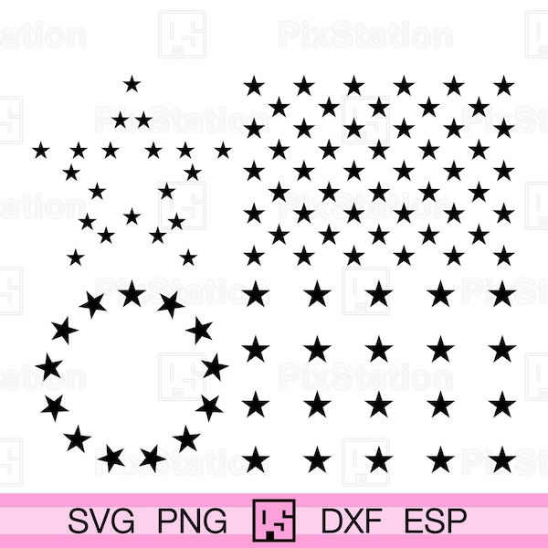 50 Stars Svg, Stars Svg, American Flag Outline Stars, 4th of July, USA Flag, Fifty Stars, 20 Stars Clipart, 1776 13 Flag Stars Cricut | ps26