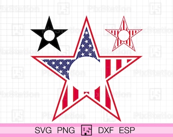 American Flag Star Monogram SVG: Patriotic 4th of July (Digital Files)