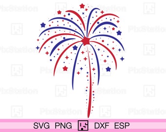 Patriotisches Feuerwerk SVG, USA Unabhängigkeitstag Clipart (digitaler Download)