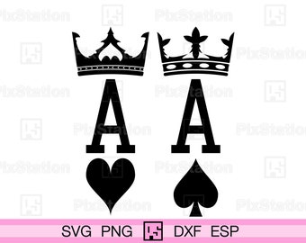 Ace of Spades Svg, Ace of Hearts Svg, Ace Heart Crown Svg, Ace Spade Crown Svg, Ace Spade Png Pdf Svg Cut Files for Cricut and Silhouette