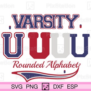 Varsity Rounded Alphabet SVG: Layered Font Cut File
