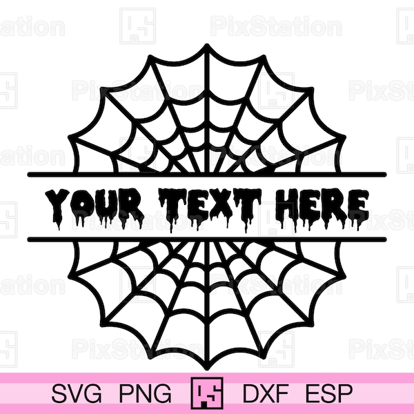 Spiderweb Split Name Frame png, Monogram Cut Spider web transparent, Halloween svg, Cobweb clip art, decal cut file for Cricut n Silhouette
