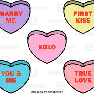 Konversation Candy Hearts Bundle, Valentine Candy svg, Candy Herz svg, Liebe svg, Sweetheart svg, Cute Candy Clipart svg Cricut Silhouette