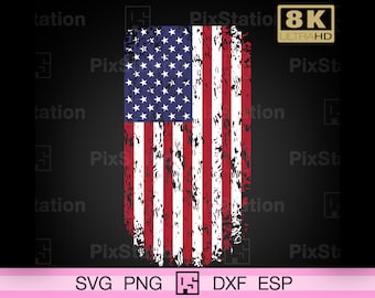 Distressed USA Flagge SVG: Patriotisch 4. Juli (Digitale Dateien)