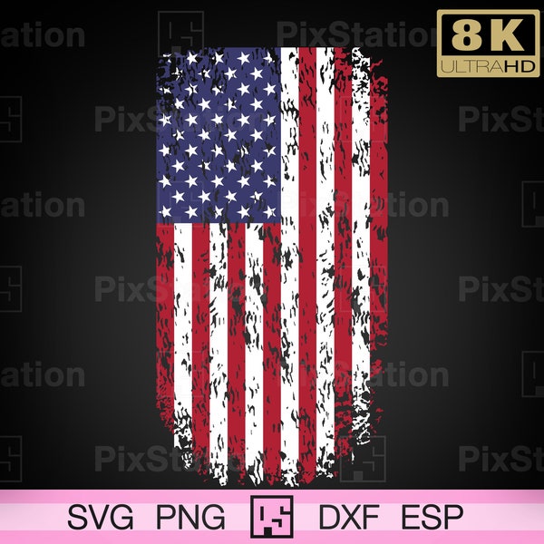 Distressed USA Flag Svg Dxf Png Pdf Jpg, American Flag Svg, 4th of July, Patriotic US Flag Svg, Independence Day Png for Cricut & Silhouette