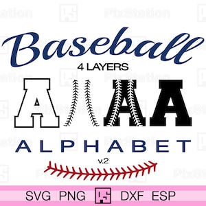 four layers baseball alphabet letters and numbers with stitches png