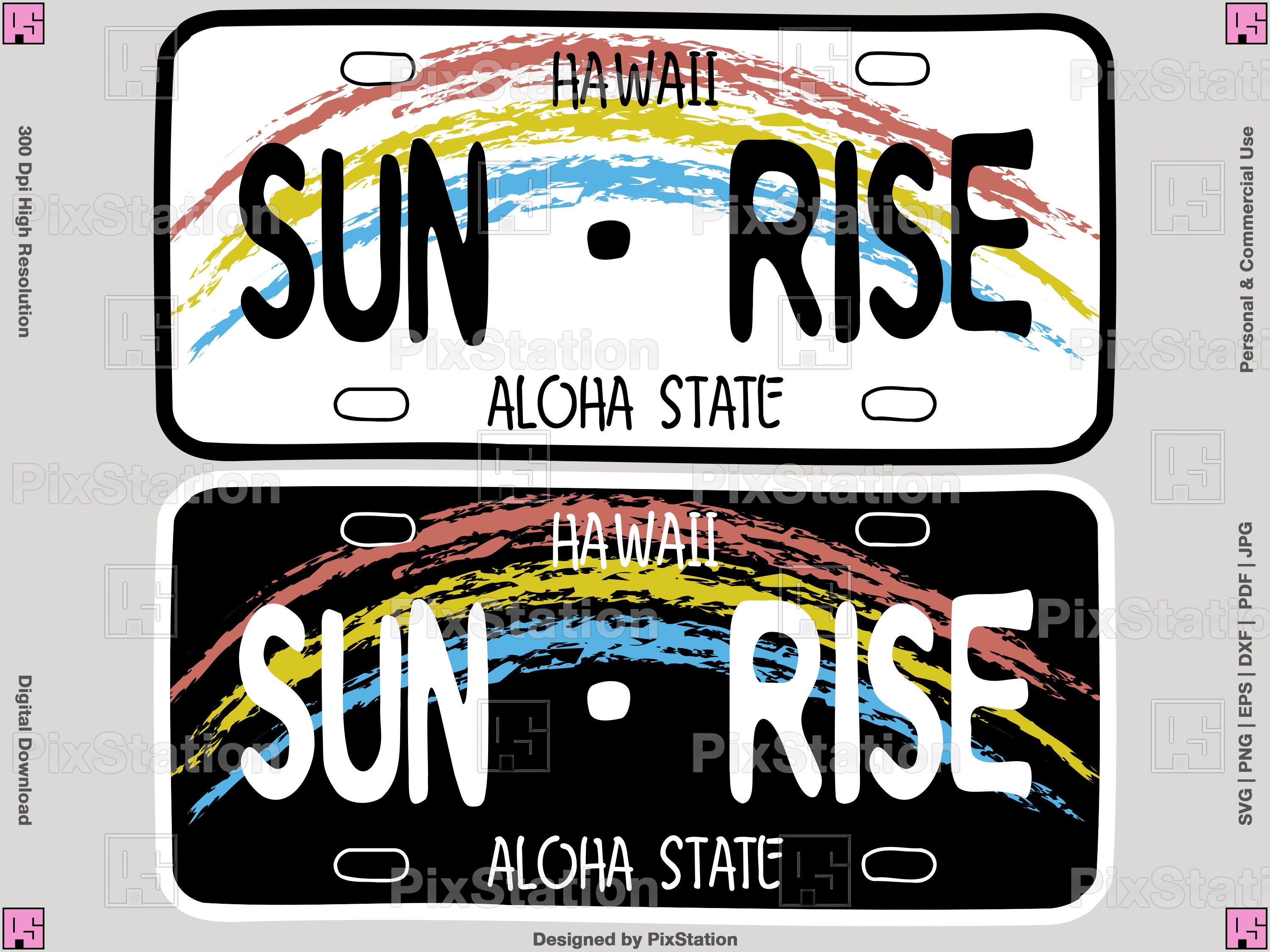 Hawaii License Plate Sun Rise SVG License Plate Art Esp Dxf Etsy