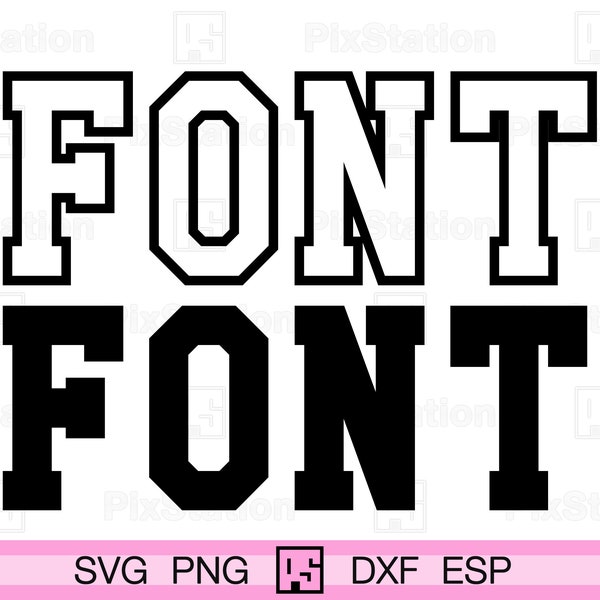 Fuente universitaria SVG: Camiseta deportiva, contorno universitario (archivos digitales)