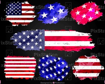 Distressed USA Flag Patches: Sublimation Design Png Bundle (Digital Download)