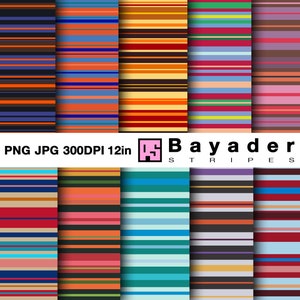 Ensemble de rayures bayadères multicolores png, rayures horizontales Bayadère png, papier numérique rayures bayadères jpg, jeu de couleurs tendance png | ps460
