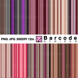 Barcode Stripes PNG JPG: Multicolor Vertical Stripe Digital Paper (Digital Download)