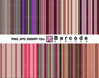 Barcode Stripes PNG JPG: Multicolor Vertical Stripe Digital Paper (Digital Download)