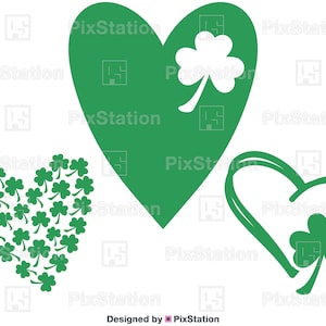 Archivos de corte de calcomanías de trébol de San Patricio, trébol de corazón, trébol de San Patricio, trébol de San Patricio, trébol de San Patricio