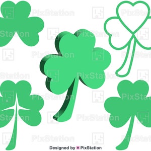 Pakiet St Patrick Day Clover Svg, 3D Clover Leaf Svg, Patrick Clover Svg, Clover Svg, Heart Clover Svg Decal Cut Files for Cricut Silhouette