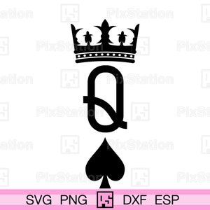 Queen of Hearts Svg, King of Spades Svg, Queen Spade Crown Svg, King