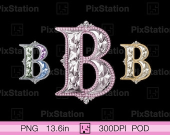 Rose gold cappital Initial letter B png, Silver letter B clipart png, Gold letter B with diamond png, Letter B with gemstone png | ps435