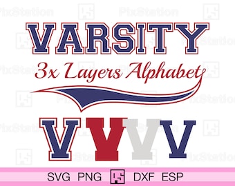 Varsity Alphabet SVG: Buchstaben, Zahlen, Sport, Vektor (Schnittdatei)